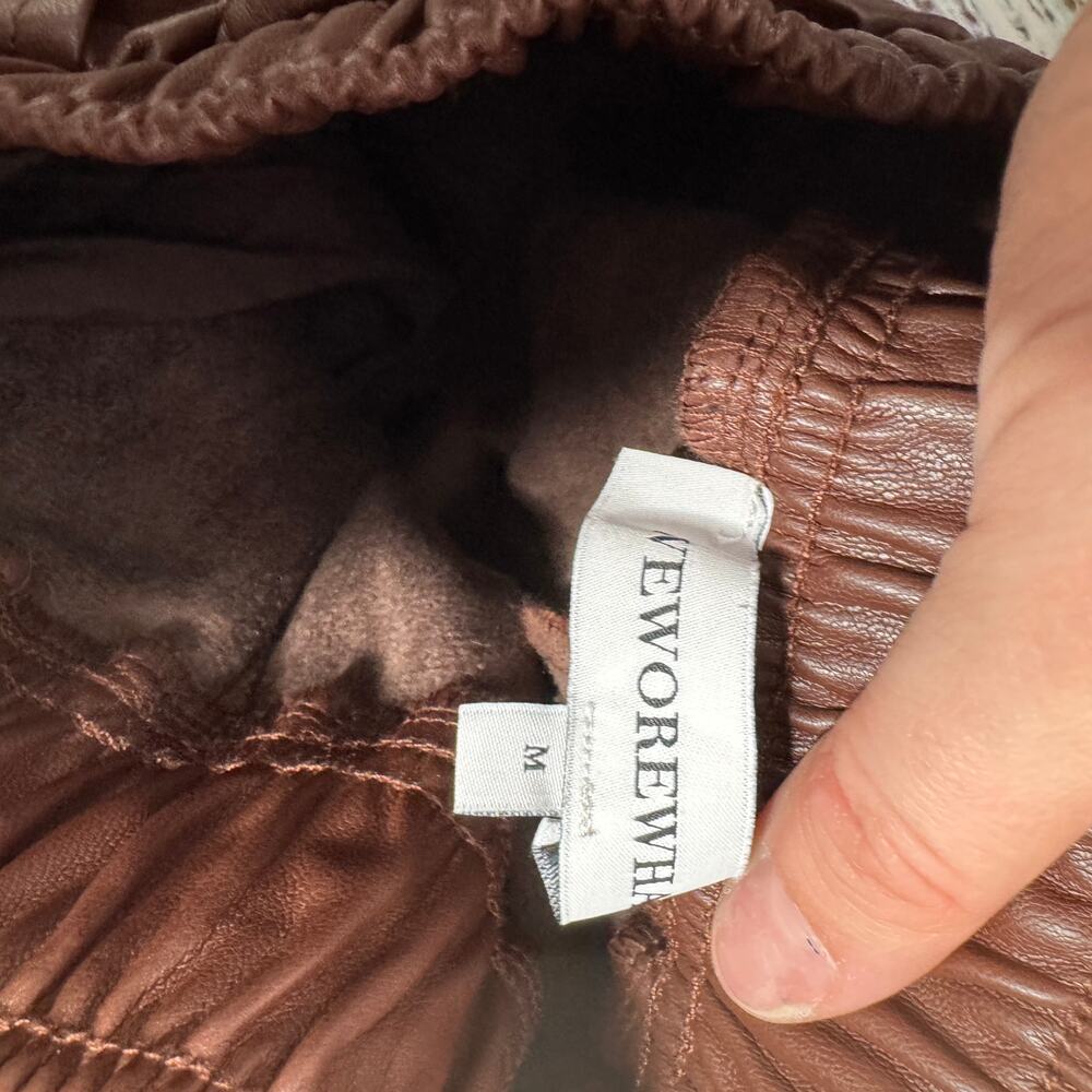 WeWoreWhat Vegan Leather Joggers Brown Butter Soft Med - Picture 5 of 9